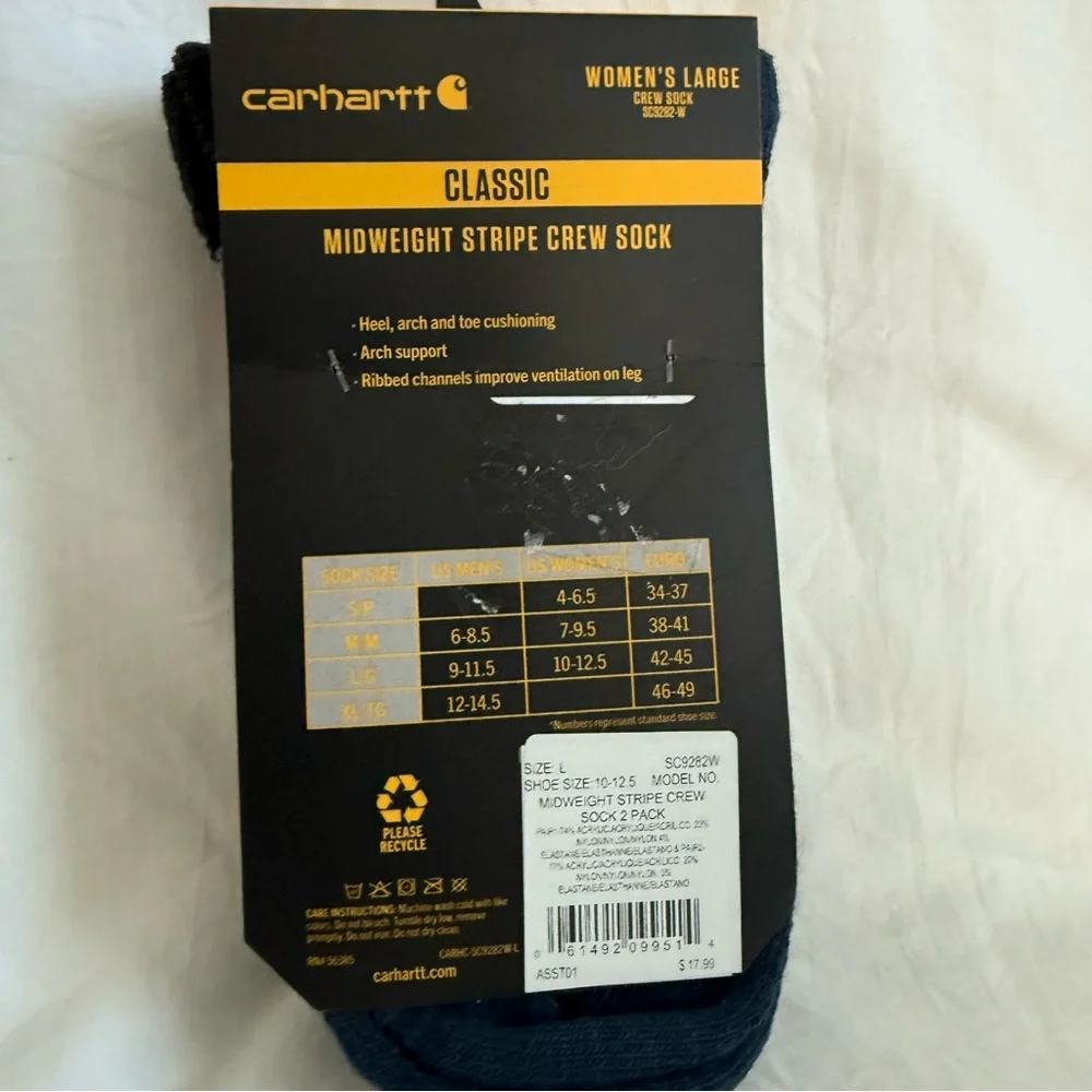 Carhartt Midweight Stripe 2pk Crew Socks - Gray and‎ Red